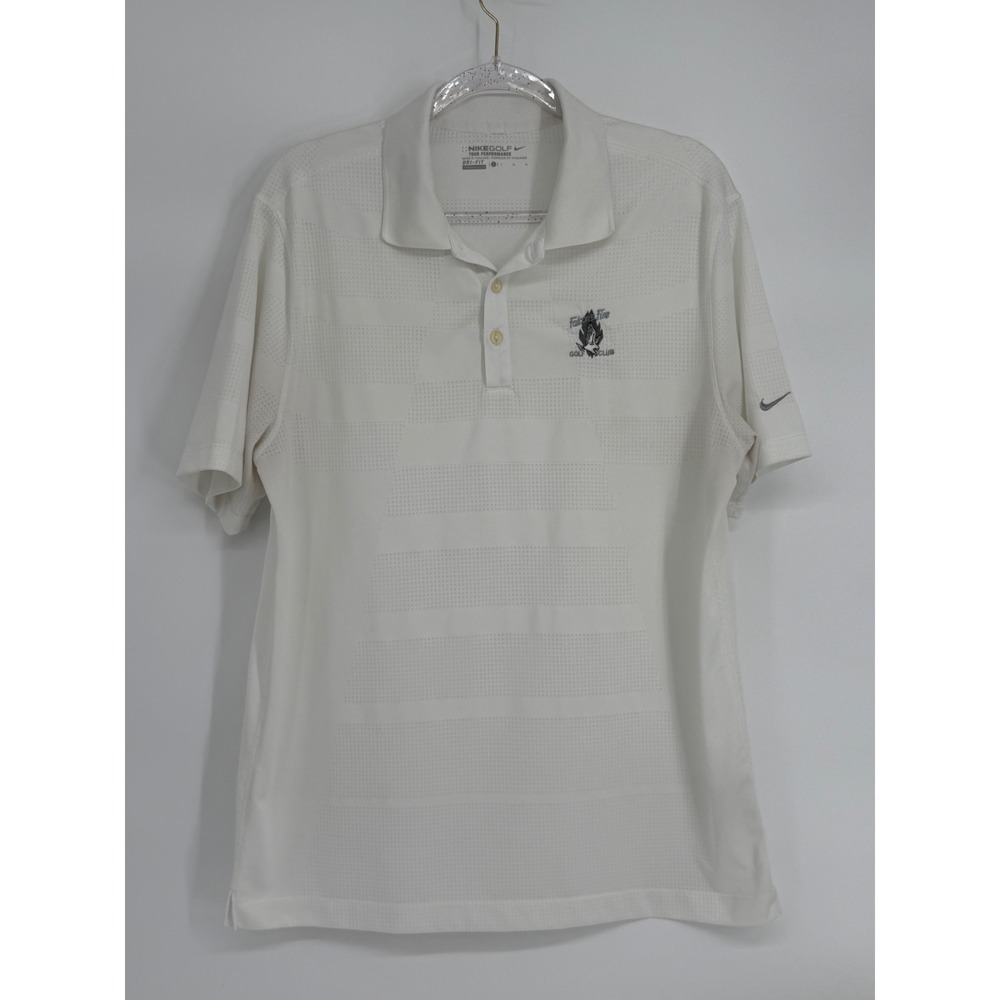 Nike Golf Tour Performance Dri-FIT Polo Shirt‎ Mens Sz L White Falcon Fire GC